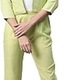Women Solid Green Coat and Trouser Co-Ord Set-image-54