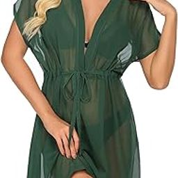 Women's Chiffon Spaghetti Straps Knee-Length Beach Wear Dresses Sarong High Waist Cover up Swimsuit Wrap Dress-image-97
