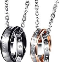 Asma Stainless Steel Matching Couple Forever Love Ring Pendant Promise Love Engagement Jewelry Pendant Set for Men & Women-picture-34