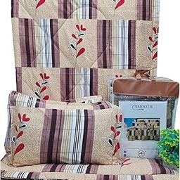 Smooth Double Bed Comforter Set – 1 Cotton Comforter (90x90 inch, 1500g) + 1 Bedsheet with 2 Pillow Covers | Approx. 2800g | 110-120 GSM | Soft & Lightweight | Printed Design | Pack of 4-image-66