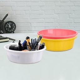 Homestic Pack of 3 Desk Organizer | Stationery Organizer | Multipurpose Organizer | Office Supplies for Pen-Pencil-Staplers | Desktop Organizer | 6 LTR | Yellow & Pink & White-image-17