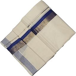 | Men's Kerala Kara Kasavu Pure Cotton Cream White Dhoti 4 Metres | Special Collectio-image-87