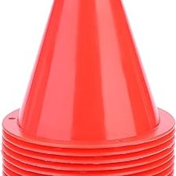 ASHATA 3.35 inch Training Cones (Set of 10) Soft and Durable Cone Carrier for Soccer Football Other Activities Cone Sports Training 5 Colors (Red)-image-29