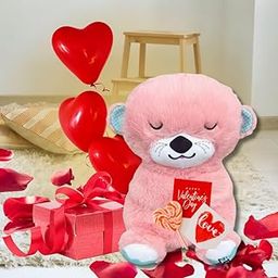 SUPER TOY Breathing Teddy Bear Soft Toy Huggable Stuffed Animal Plush Toy for Kids & Adult - Birthday Gift Valentine Day - 25cm (Pink)-9
