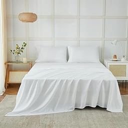 Lacoza Cotton White Super_King_Size_Bed Bedsheet (108 * 108) inches (Cotton Plain White Flat Bedsheet)-1
