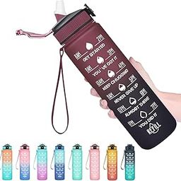 Water Bottle 1 L Capacity Belt Straw Transparent Motivational Water Bottles| Leakproof Durable Non-Toxic Sipper | |Best Usage for School/College/office/Travel Bottle | BPA-Free Fitness Sports Bottle-image-3