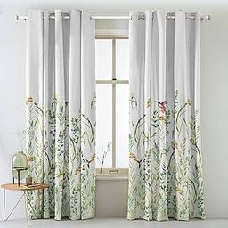 SPACES DRAPE STORY Polyester Garden Grace Floral Fresh Green Matte Finish 75% to 80% Room Darkening Curtains Set of 2-7Ft Door Curtain, Grommet-17