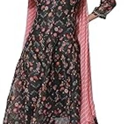 Dark Brown Panelled Printed Kota Kurta, Pants and Dupatta Set-picture-11