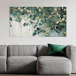 PAPER PLANE DESIGN Vibrant Floral Large Painting for Wall Decoration | 5-Panel Art for Home & Office | 27 x 50 Inches Wall Art | Home Decor | Office Décor (G)-image-43