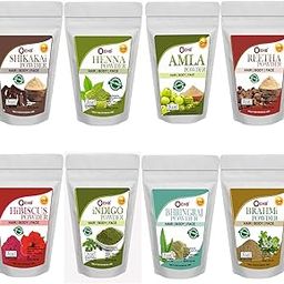 OEHB 100% Organic 8 in 1 Combo Amla,Reetha,Hibiscus,Shikakai,Indigo,Brahmi,Henna And Bharingraj Powder (Each 50gm)-image-23