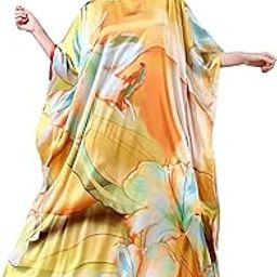 Soft Satin Kaftan with Digital Print and Hidden Adjustable Belt | Free Size [M-3XL] | Vacation Wear | Beach Wear | Kaftan Dress for Women-14
