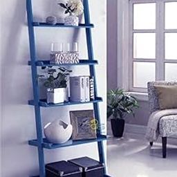Device Bas With Brown Art Shoppee Brown Arts Shoppee Ladder Shape 5 Tier Designer Book Case Wall Shelf Home Decoration For Living Room (Blue) - Engineered Wood-image-13