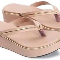 Womens Wedge Flip-Flop Sandals | Stylish Platform Slip-On Slippers with Comfortable Cushioned Sole | Casual Wear Lightweight Elevated Heel Chappals for Ladies & Girls-image-27