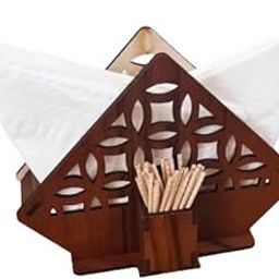 Wooden Tissue Holder Stand with Full Size Tissue Paper for Home & Kitchen Dining Table Decorative Wooden Paper Napkin Stand for Kitchen with (Wooden)-11