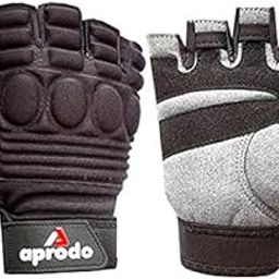 Aprodo Sports Leather Fitness Gloves Gym Workout Gloves with Padded Knuckle Protector (Pack of 1 Pair) (Black and Grey, X-Large)-image-54