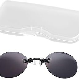 Clip On Nose Sunglasses With Carry Case Rimless Sun Glasses, Non-Polarized Standard For Unisex Black Gray Clothing, Shoes & Accessories | Women's Fashion Eyewear-image-35