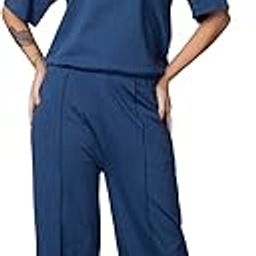 Women Casual Summer co ords Set Track Suit Crop Top Baggy Pant-image-37