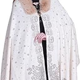 Shawl for Women with Faux Fur Collar, Camel (Free Size) – Printed & Embellished Acrylic Wool Cape Stole, Free Size (Rakhi Gift Special)-image-49