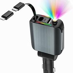 FKU 120W Retractable 3 in 1 Car Charger, Starlight Projection in Car Roof, Type C + iOS Retractable Car Phone Charger Compatible iPhone, Android, Samsung Galaxy-image-66