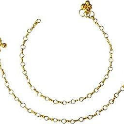 Gold Plated Indian Traditional Alloy Anklets Payal Pair for Women & Girls-image-71