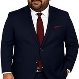 Men's Plus Size Navy Blue Formal Blazer, 2-Button Single Breasted, Notch Lapel-image-39