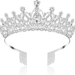 Crystal Tiara Wedding Crown For Bride with Rhinestones Comb For Woman and Girls-image-43