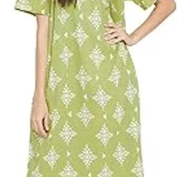 clovia Women's Cotton Printed Maternity Long Night Dress-picture-37
