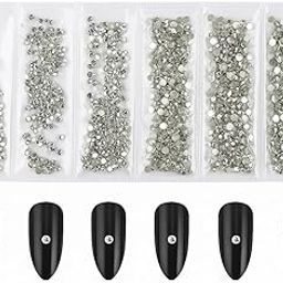 Gleevia Crystal AB Round Diamond Glass Nail Rhinestone 1440 Pack Silver Flatback Gems Stones For Nails Decorations (1440 pcs Rhinestones) - Crystal Silver-image-24