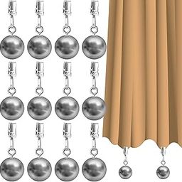 12 Pack Outdoor Curtain Weights, Heavy Duty Drapery Weights for Patio Pergola Cabana Gazebo, Stainless Steel Clips Down Curtain, Garden Flag, Shower Curtains, Tablecloth, Useful Curtain Weight Ball-image-18