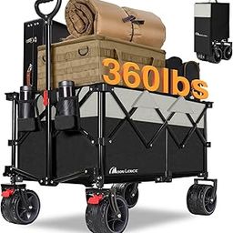 Moon Lence Collapsible Folding Wagon Cart Heavy Duty Folding Garden Portable Hand Cart with All-Terrain Beach Wheels, Adjustable Handle & Drink Holders (Black)-image-21