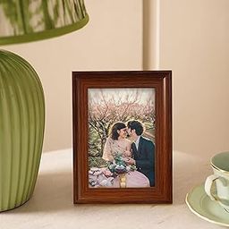 Art Street Table Photo Frame, Plexi Glass, Engineered Wood Photo Frame for Home and Office Decoration (Brown, Size- 4x6 Inch)-image-9