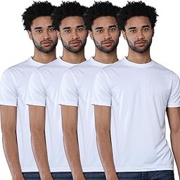 Men's Regular Fit White Polyester Dri Fit Round Neck T Shirt Half Sleeve-picture-25