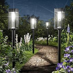 NEWMESSI Solar Pathway Lights Outdoor, 6 Pack Solar Garden Lights Waterproof Bright LED Path Lights Solar Powered for Outside Yard Patio Lawn Walkway Driveway Decor Landscape Lighting (Cool White)-image-64