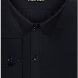Premium Breathable Cotton Linen Full Long Sleeves Plain Black Regular Fit Formal Shirt for Men (S_GCR179)-picture-6