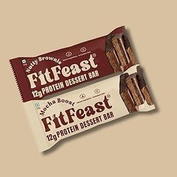 FitFeast Dessert Protein Bar | Mocha Boost | Nutty Brownie | Pack of 6 (3 Each) | 12g Protein | Zero Added Sugar & No Artificial Preservatives | 50g Bar | As Seen on Shark Tank-image-27