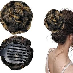 TEMPERIA Hair Buns for Women - Juda Accessories For Women - Hair Buns Clip - Artificial False Fake Hair Donuts Bun Maker Extension - Brown Highlight Shade - Pack of 1-20