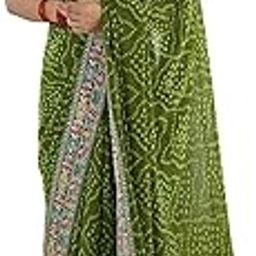 Women's Georgeet Bandhani Printed Saree with Unstitched Blouse Piece-image-29
