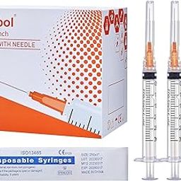 Arrebol 50 Pack 3ml Syringes with 1 Inch Luer Lock Needle 25 Gauge Disposable Plastic Tool for Scientific Laboratories Liquid Refill Measurement White-image-58