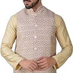 Anarva Mens Silk Modi Jacket Embroidery Indian Traditional Nehru Jacket-image-45