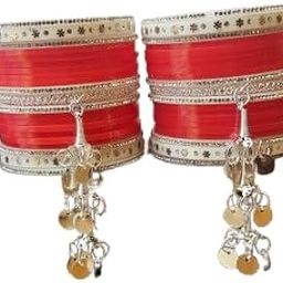 Punjabi Collection Lite Bridal Chuda Normal Use Fabulous Design Build Quality Beautifully Made Chura Bangle Set for Girls gajari-image-12