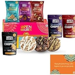Open Secret Holi Gift Box | Combo of 11 | Dry Fruits Gift Box, Cookies, Chips, Gift Hamper, Holi Gift Hampers, Gift Set, Corporate Gifts for Employees with Greeting Card-image-30
