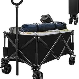 SZHLUX Collapsible Folding Wagon, Heavy Duty Garden Cart with All Terrain Wheels,Portable Large Capacity Utility Wagon Cart-image-21