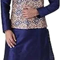 sadree Mens Silk kurta Pajama Print Nehru Jacket set-picture-1