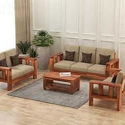 FURNESHO Solid Sheesham Wooden 7 Seater Sofa Set for Living Room Furniture - Natural Finish-image-82