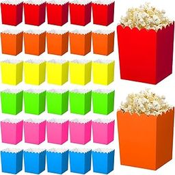 ramede 48 Pcs Mini Neon Popcorn Boxes Neon Glow Party Popcorn Box Neon Popcorn Holder Reusable Mini Paper Popcorn Box Cardboard Popcorn Container for Movie Snacks Theater Birthday Neon Party Supplies-image-3