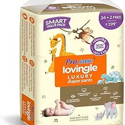 Pro-ease Lovingle Luxury Baby Diaper|Pant Style Diaper|New born diaper|Nb size|2X Preference on Absorption*IAdvanced Leakage Protection|Wetness Indicator|Easy Throw Tape|Upto 5 kg|36(34+2Free) Pieces-image-39