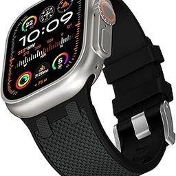 RoYiio Watch Band Compatible with Apple Watch Band Ultra 1/2 49mm Band Silicone, Replacement Strap for iWatch Series 9/8/7 45mm, Series 6/5/4/SE 44mm, Series 3/2/1 42mm - Black/Carbon Ash-image-79