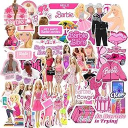 80 PCs Barby Stickers for Girls Laptop Phone Case Journal Scrapbooking Sticker Pink-image-42
