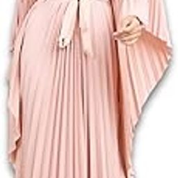 Women’s Accordion Pleated Midi Dress | Sheath Short Sleeve Handkerchief Hem Dress with Self Tie-Up | Perfect for Party & Daily Casual Wear Pink-image-30