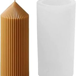 RKPM HOMES Striped Pillar Aesthetic Candle Molds I 3D Cylindrical Round Shape Ribbed Twist Geometric Silicone Wax Mould I for Handmade Ornament Aromatherapy Soap, Art Craft Making (Striped Piller)-picture-7
